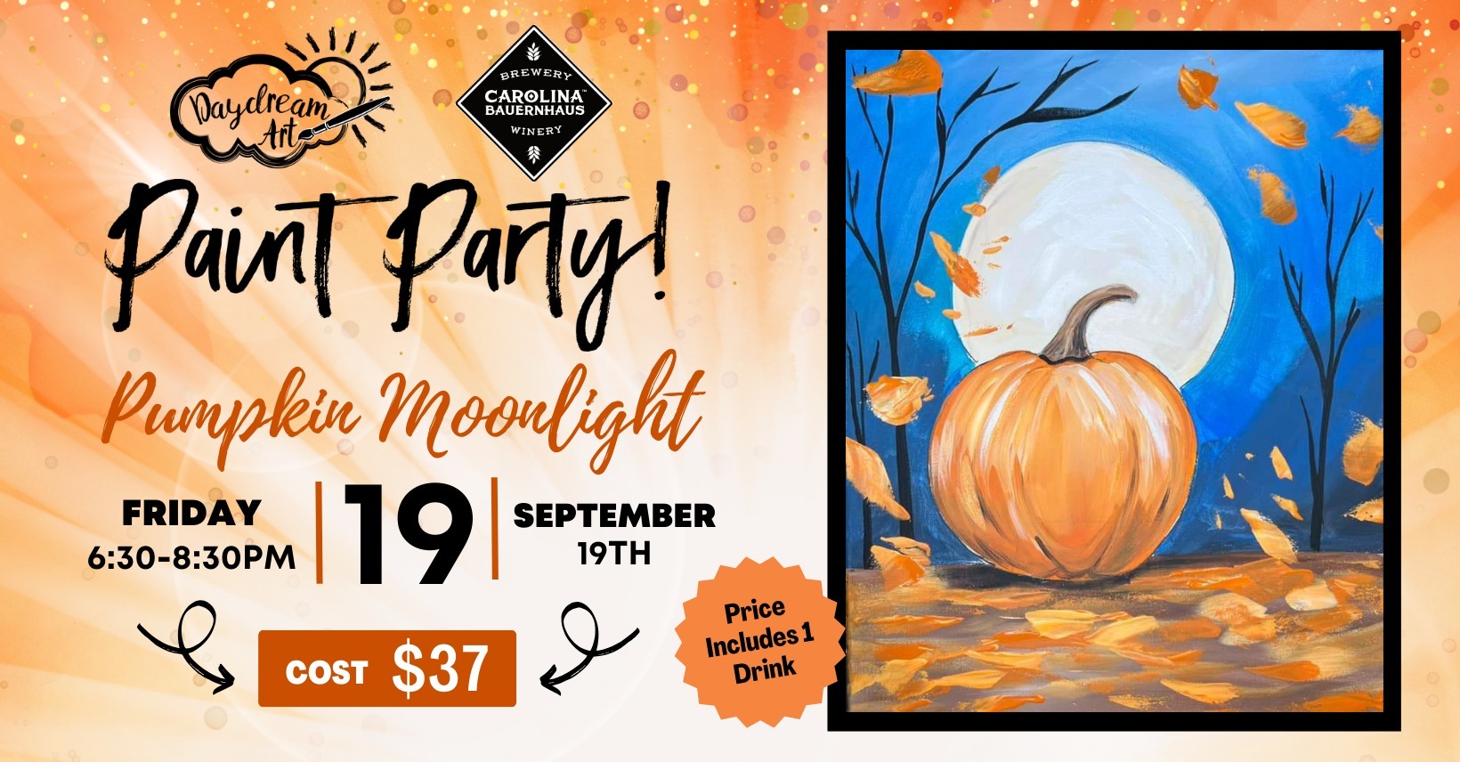 Pumpkin Moonlight Paint & Sip Party